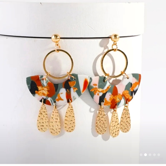 Elegant Color Block Tassel Earrings - Picture 1 of 5